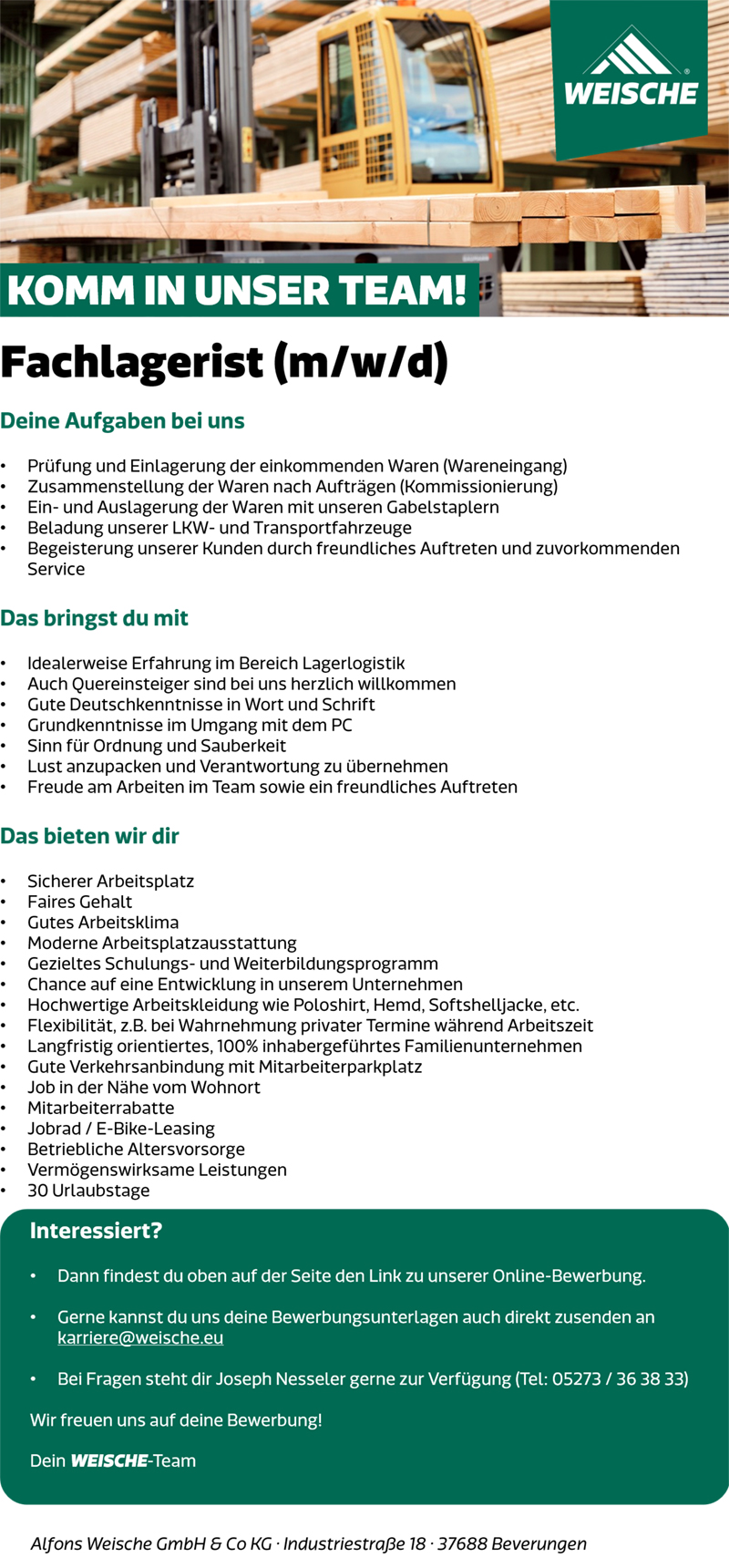 Fachlagerist/in (m/w/d) - Alfons Weische GmbH & Co KG