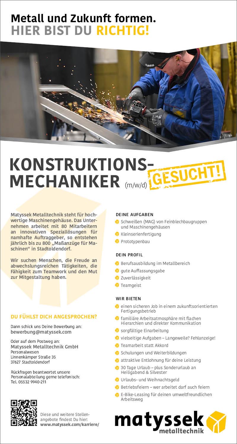 Konstruktionsmechaniker (m/w/d) - Matyssek Metalltechnik GmbH