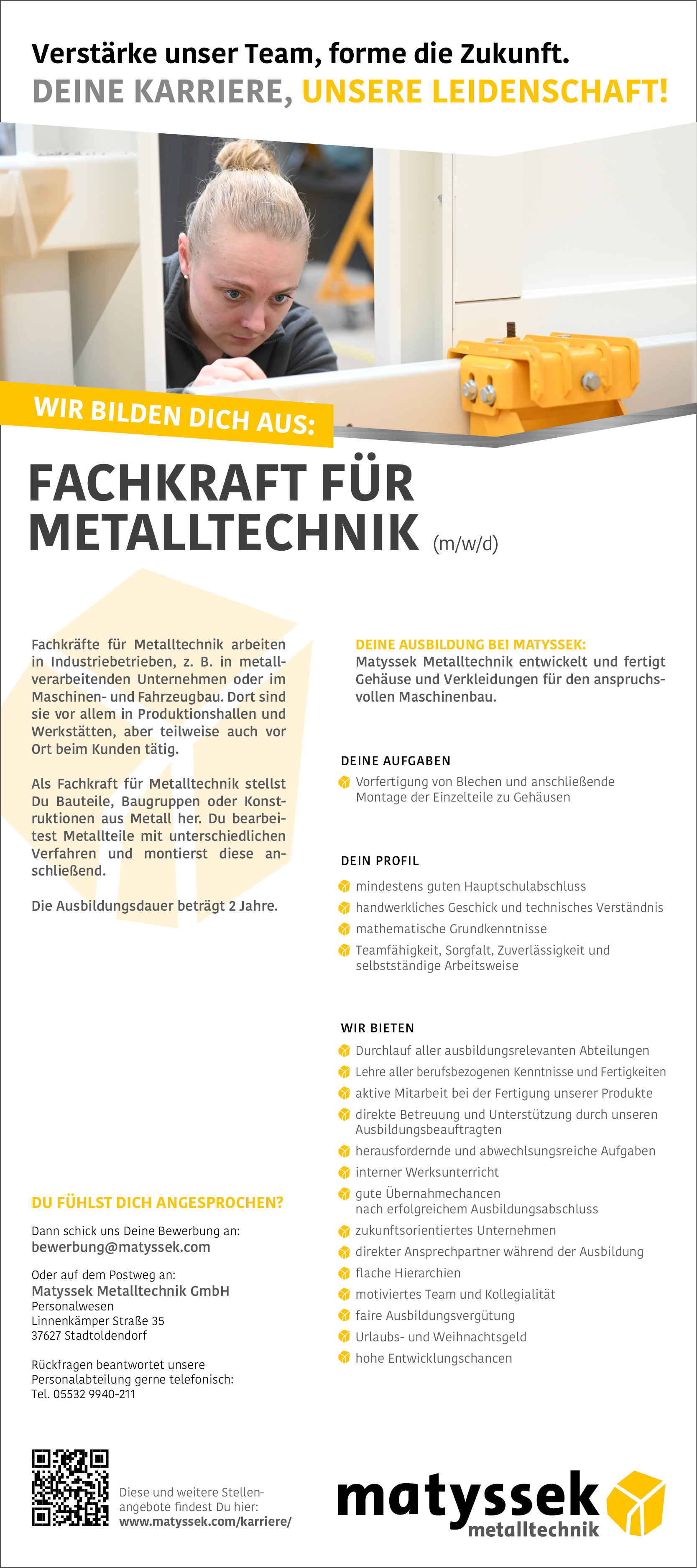 Auszubildende/r Fachkraft für Metalltechnik (m/w/d) - Matyssek Metalltechnik GmbH