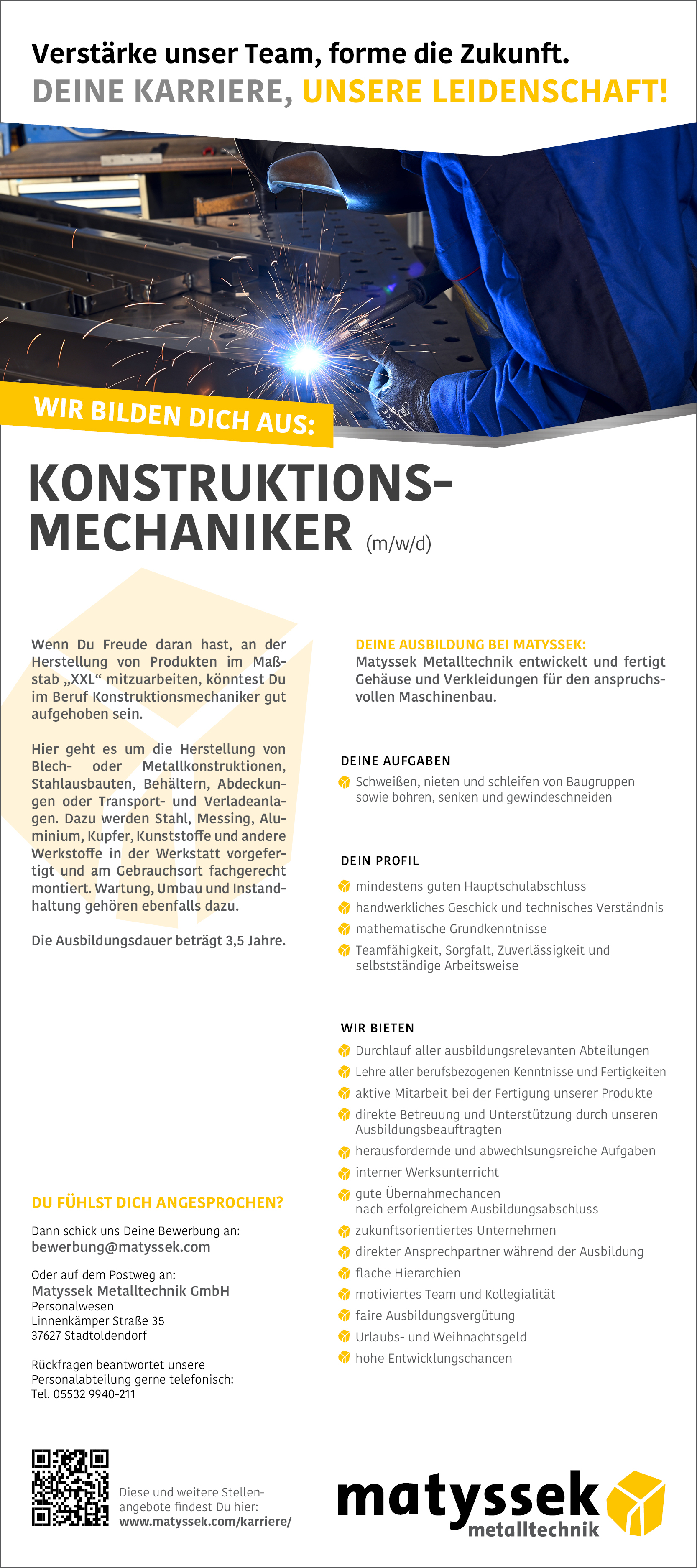 Auszubildende/r Konstruktionsmechaniker (m/w/d) - Matyssek Metalltechnik GmbH