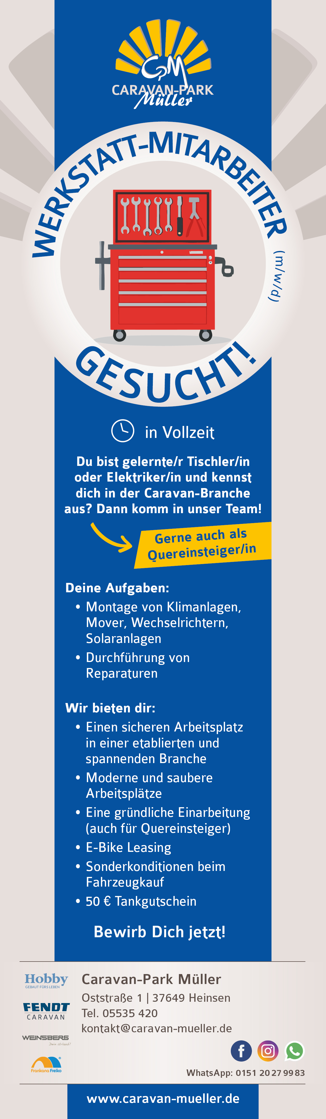 Werkstattmitarbeiter/in (m/w/d) - Caravan Park Müller