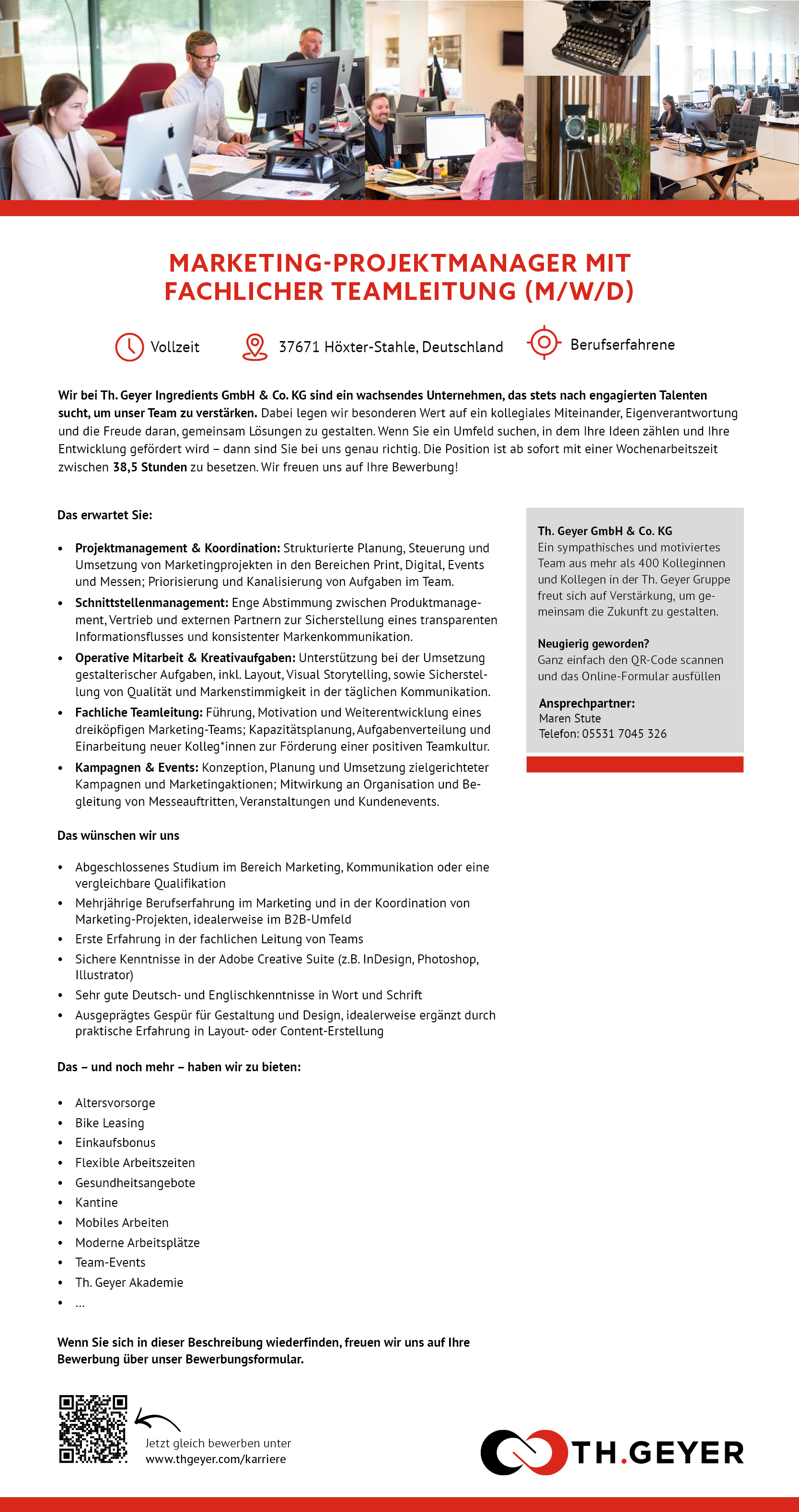 Marketing-Projektmanager/in mit fachlicher Teamleitung (m/w/d) - TH.GEYER Höxter-Stahle