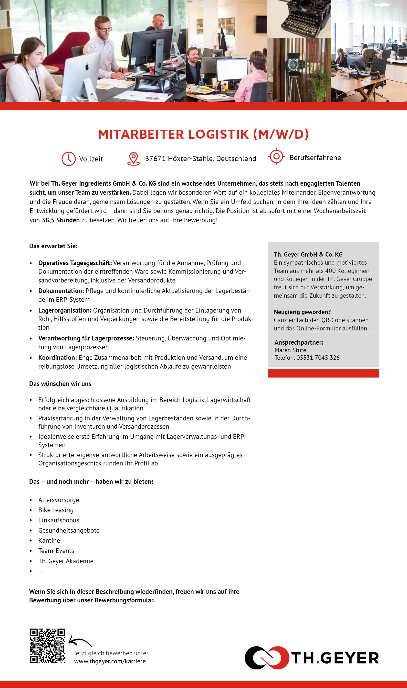 Mitarbeiter/in Logistik (m/w/d) - TH.GEYER Höxter-Stahle