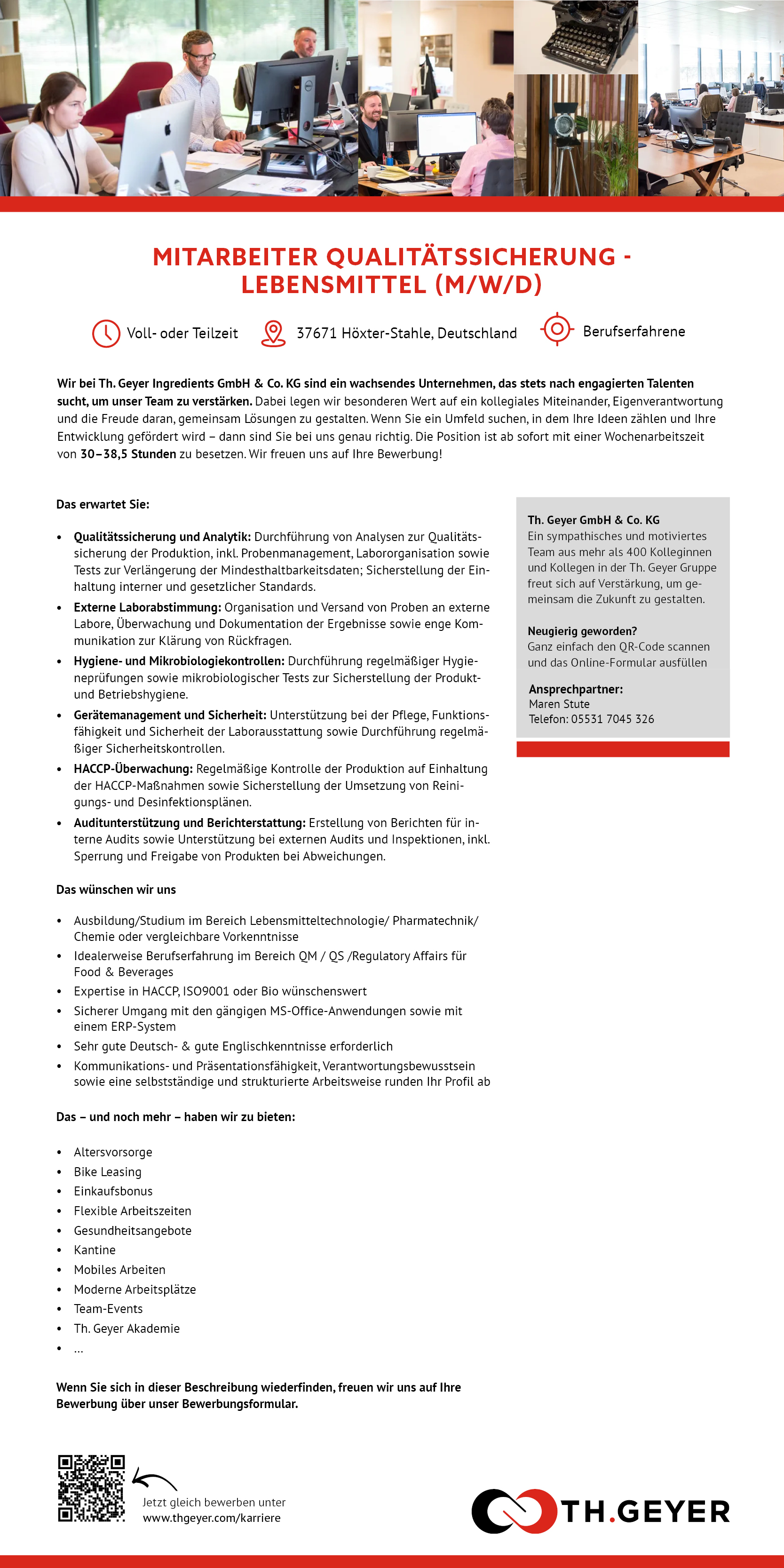 Mitarbeiter/in Qualitätssicherung - Lebensmittel (m/w/d) - TH.GEYER Höxter-Stahle