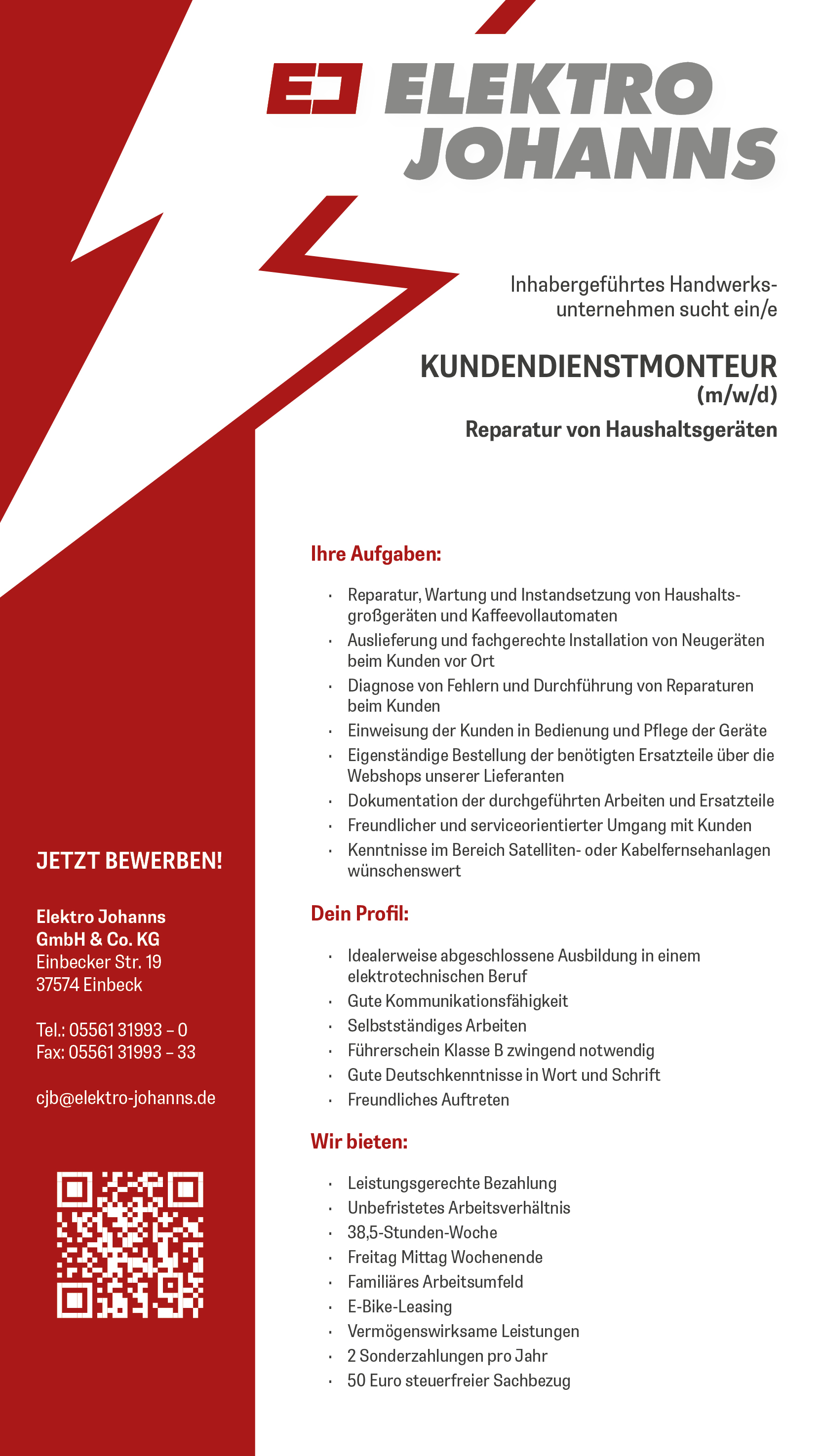 Kundendienstmonteur (m/w/d) - Elektro Johanns