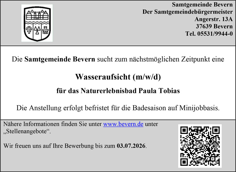 Wasseraufsicht (m/w/d) - Samtgemeinde Bevern