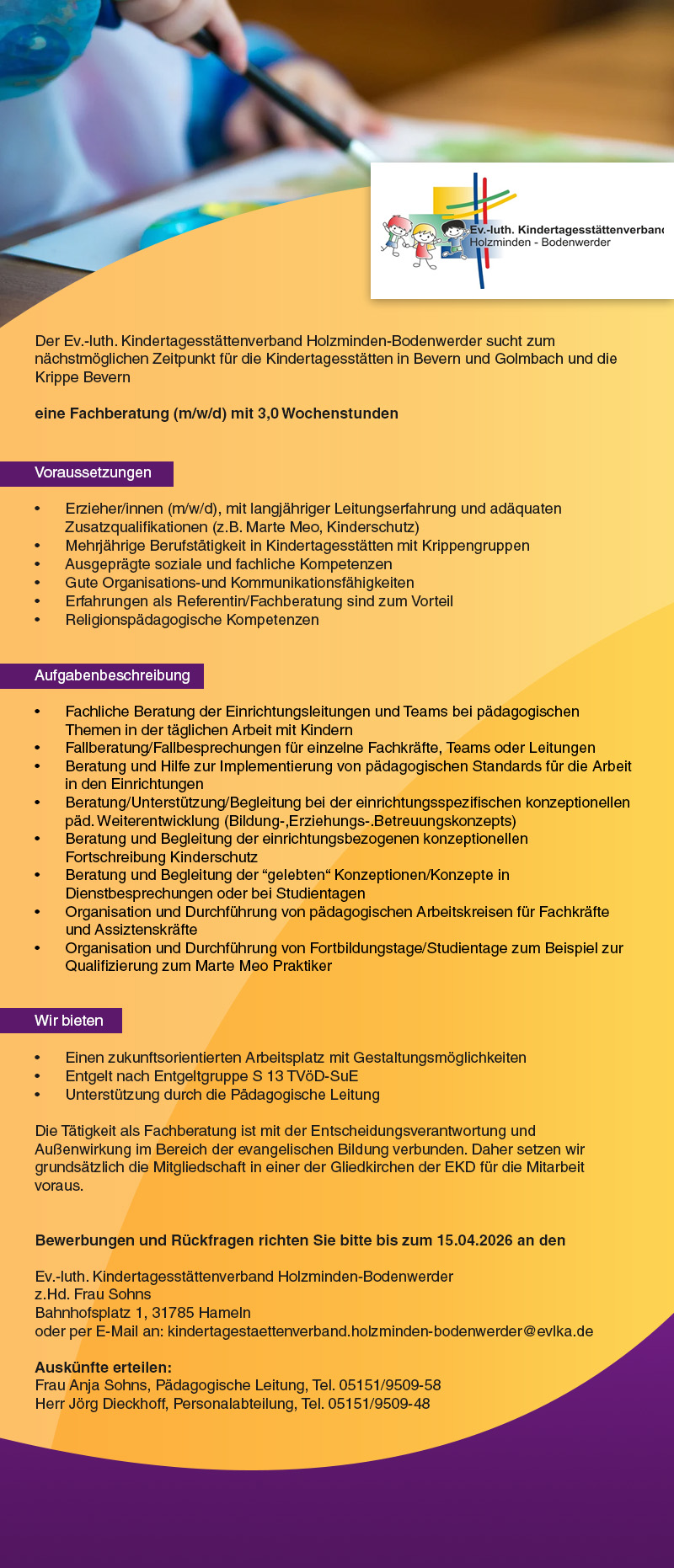Fachberatung (m/w/d) - Kirchenkreis Holzminden-Bodenwerder 
