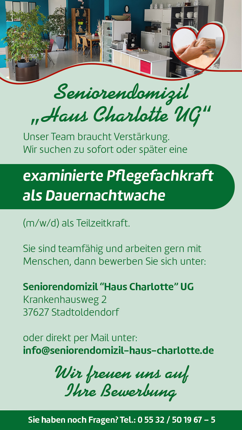 Examinierte Pflegefachkraft als Dauernachtwache (m/w/d) in Teilzeit - Seniorendomizil 