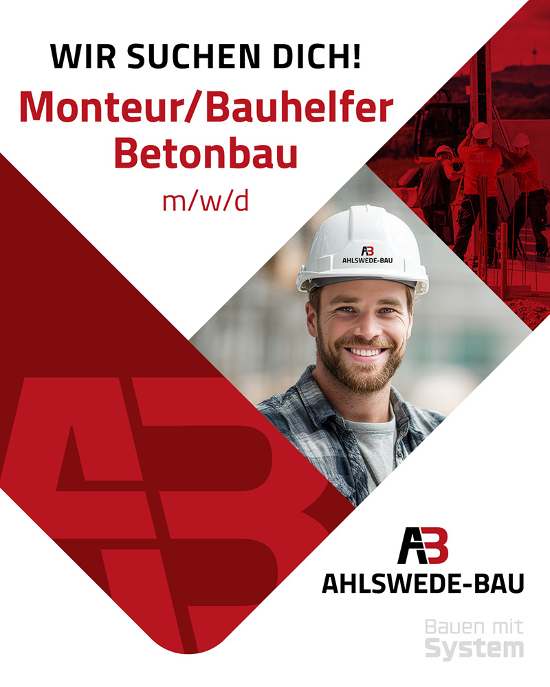 Monteur/Bauhelfer Betonbau (m/w/d) - Ahlswede Bau