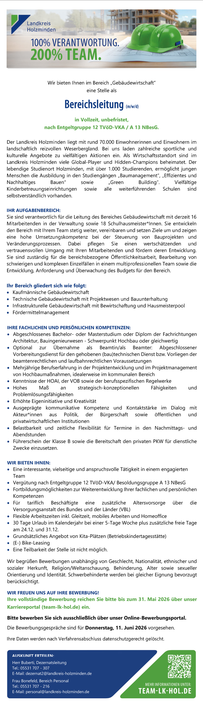 Bereichsleitung (m/w/d) - Landkreis Holzminden