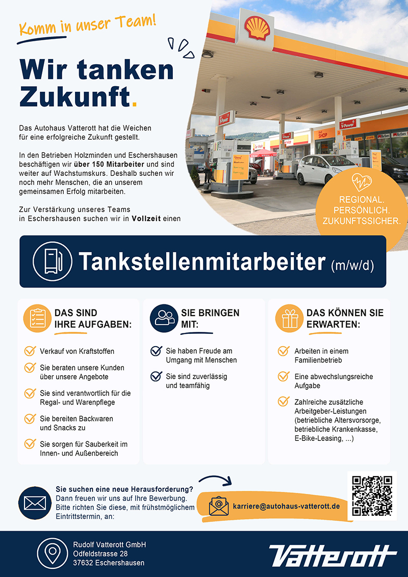 Tankstellenmitarbeiter/in (m/w/d) - Rudolf Vatterott GmbH