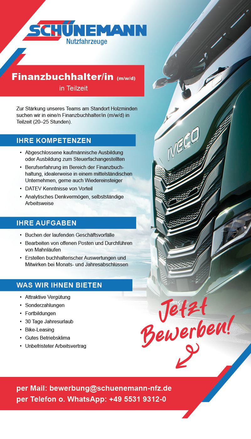 Finanzbuchhalter/in in Teilzeit (m/w/d) -  Autohaus Willi Schünemann GmbH