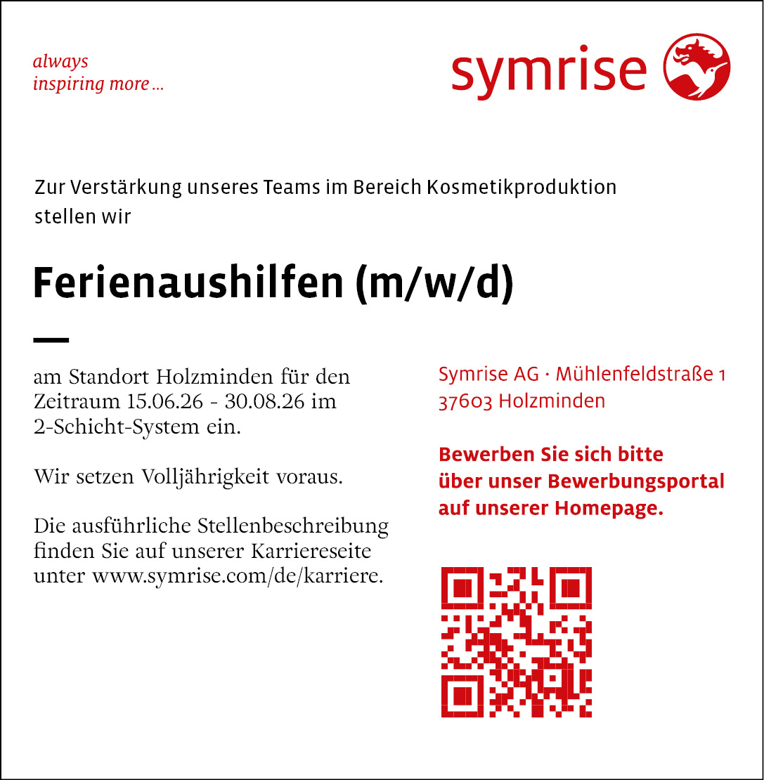 Ferienaushilfen  (m/w/d) - Symrise AG 