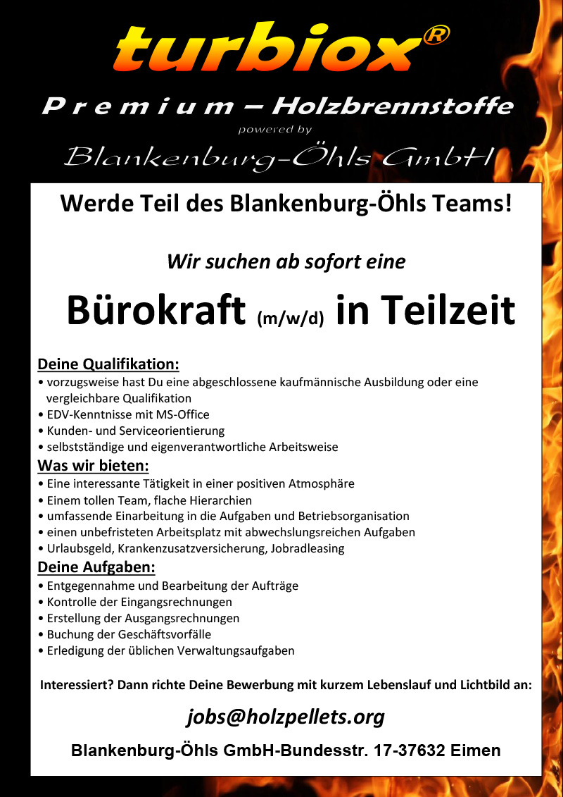 Bürokraft (m/w/d) in Teilzeit - Blankenburg-Öhls GmbH