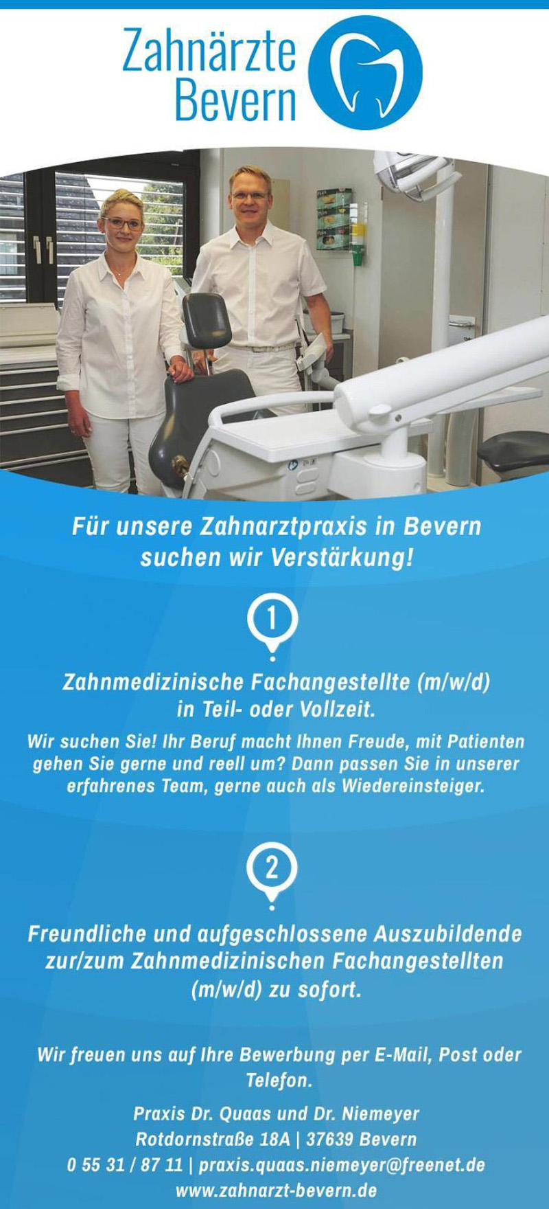 Zahnmedizinische Fachangestellte & Auszubildende zur/zum Zahnmedizinischen Fachangestellte  (m/w/d) - Zahnärzte Bevern