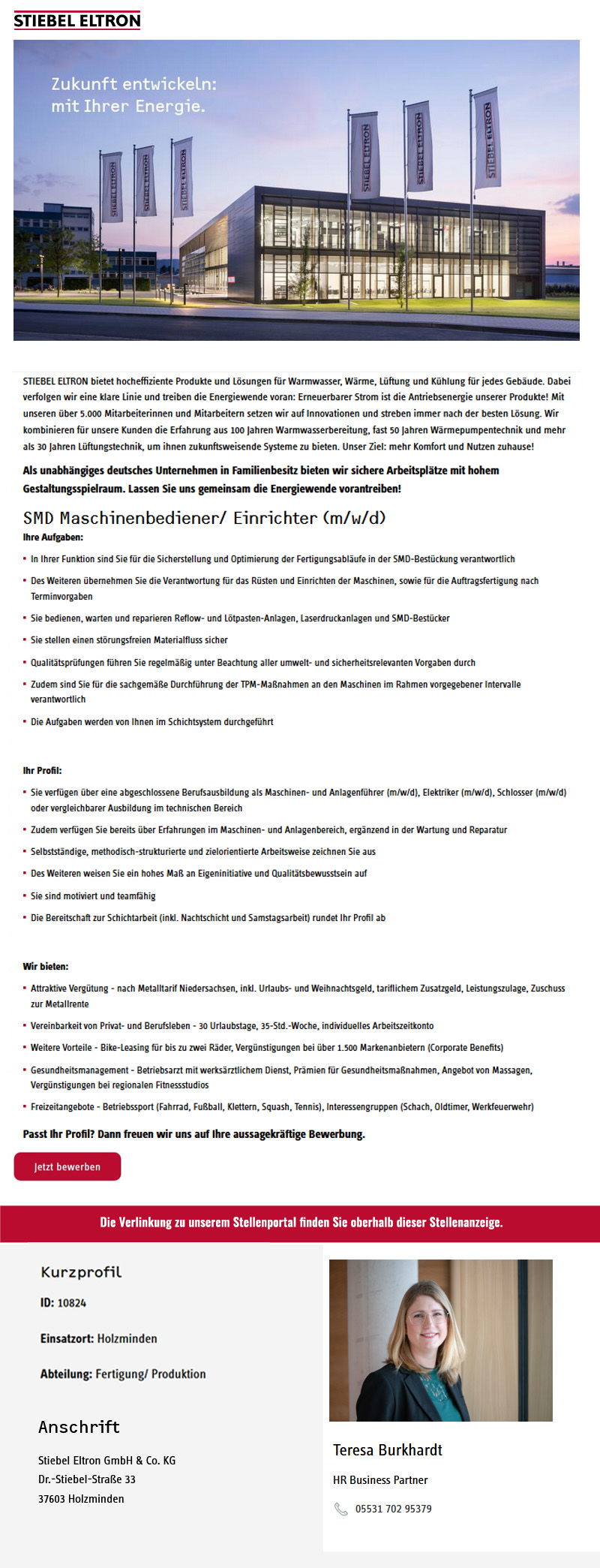 SMD Maschinenbediener/ Einrichter (m/w/d) - Stiebel Eltron GmbH & Co. KG