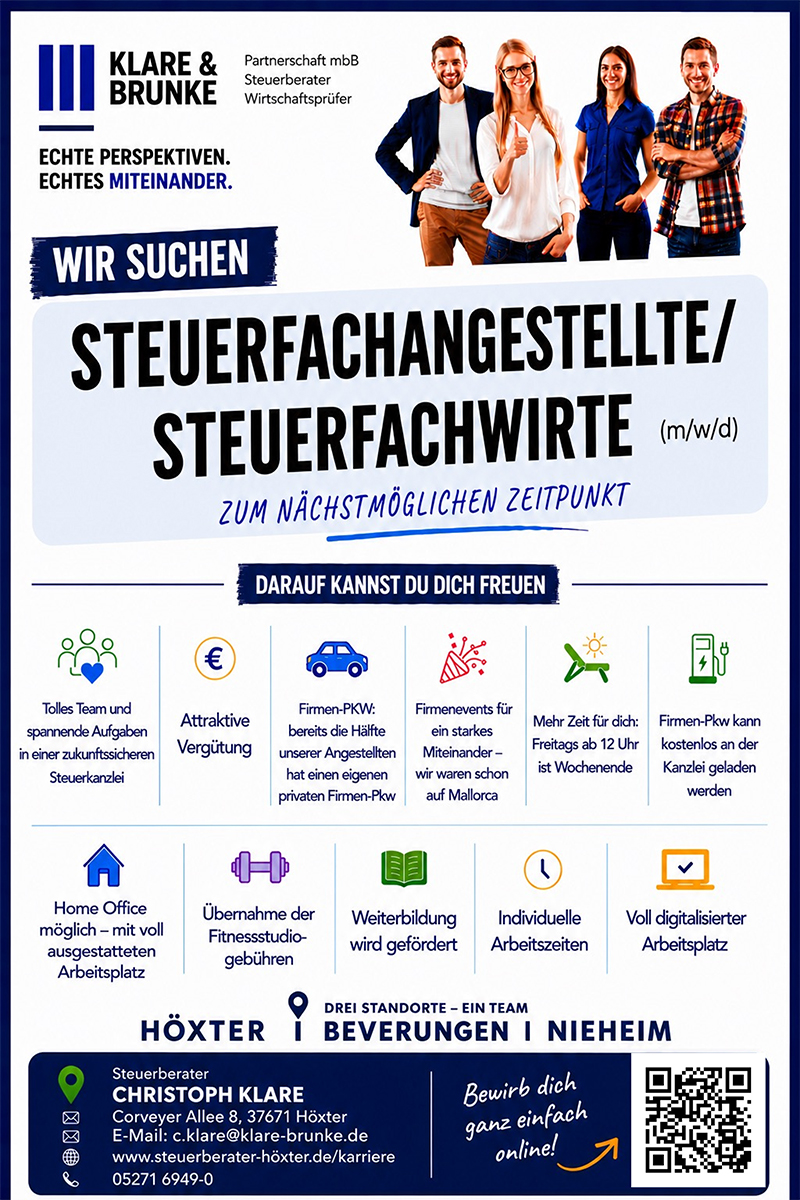 Steuerfachangestellte/Steuerfachwirte (m/w/d) - Klare & Brunke Partnerschaft mbB Steuerberater Wirtschaftsprüfer