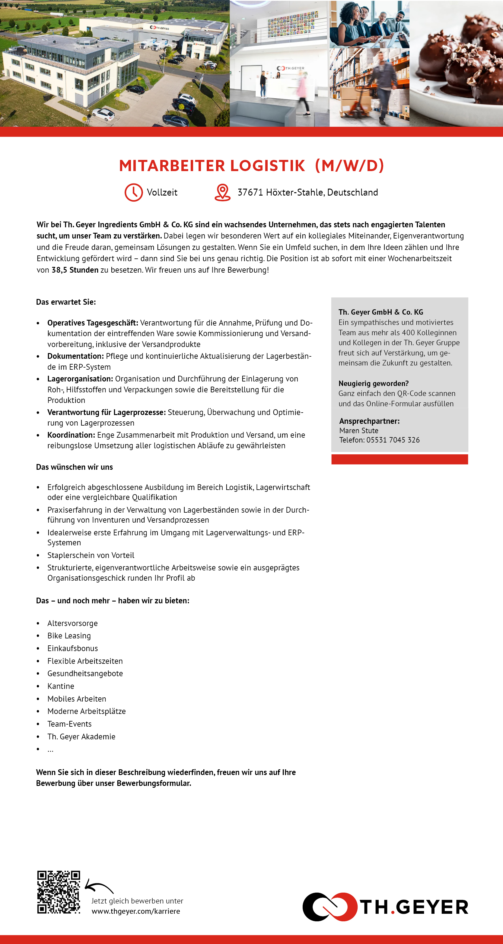 Mitarbeiter/in Logistik (m/w/d) - TH.GEYER Höxter-Stahle