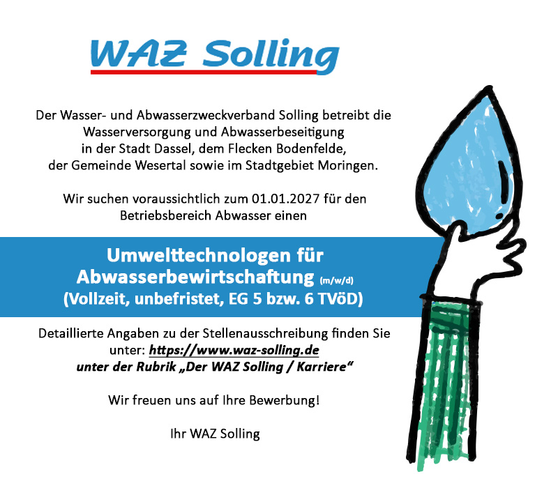 Umwelttechnologen für Abwasserbewirtschaftung (m/w/d)  - WAZ Solling 