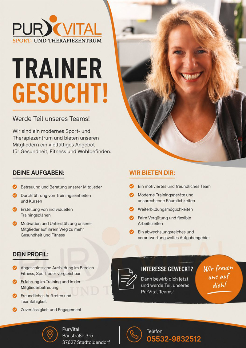 Trainer gesucht! (m/w/d) - Pur Vital