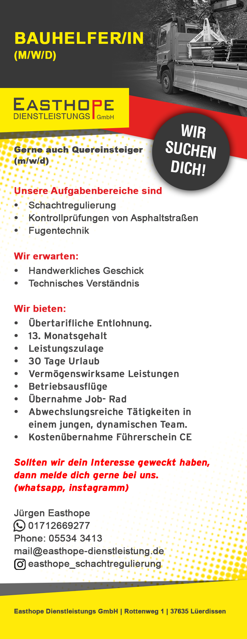 Bauhelfer/-in (m/w/d) - Easthope Dienstleistungs GmbH