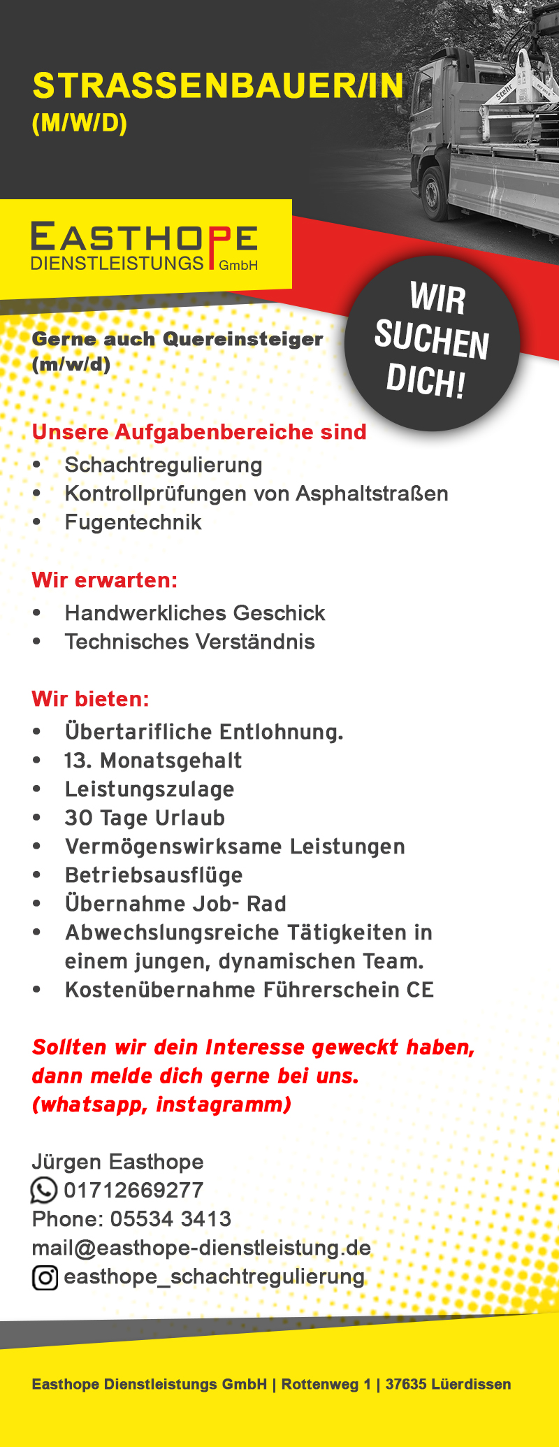 Strassenbauer/-in (m/w/d) - Easthope Dienstleistungs GmbH 