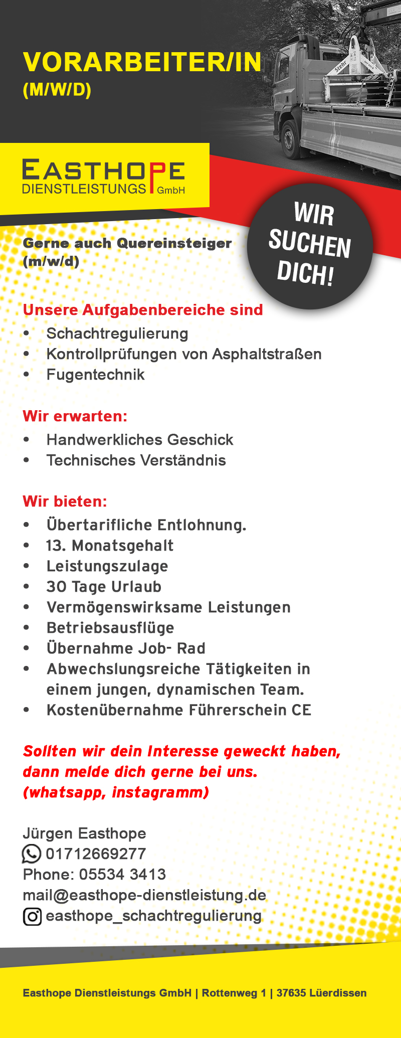 Vorarbeiter/-in (m/w/d) - Easthope Dienstleistungs GmbH