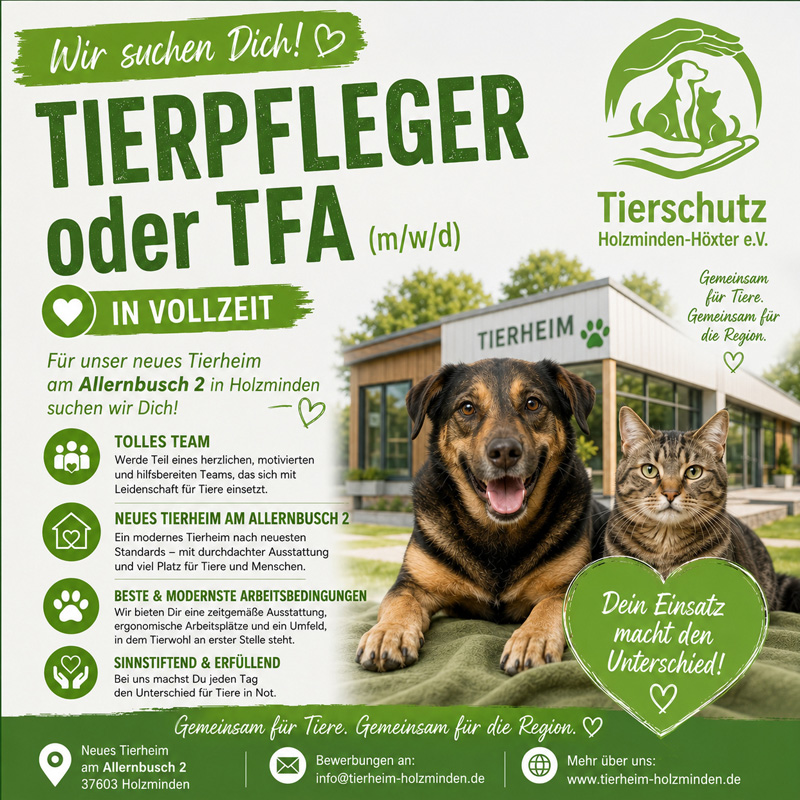 Tierpfleger oder TFA (m/w/d) - Tierschutz Holzminden-Höxter e. V.