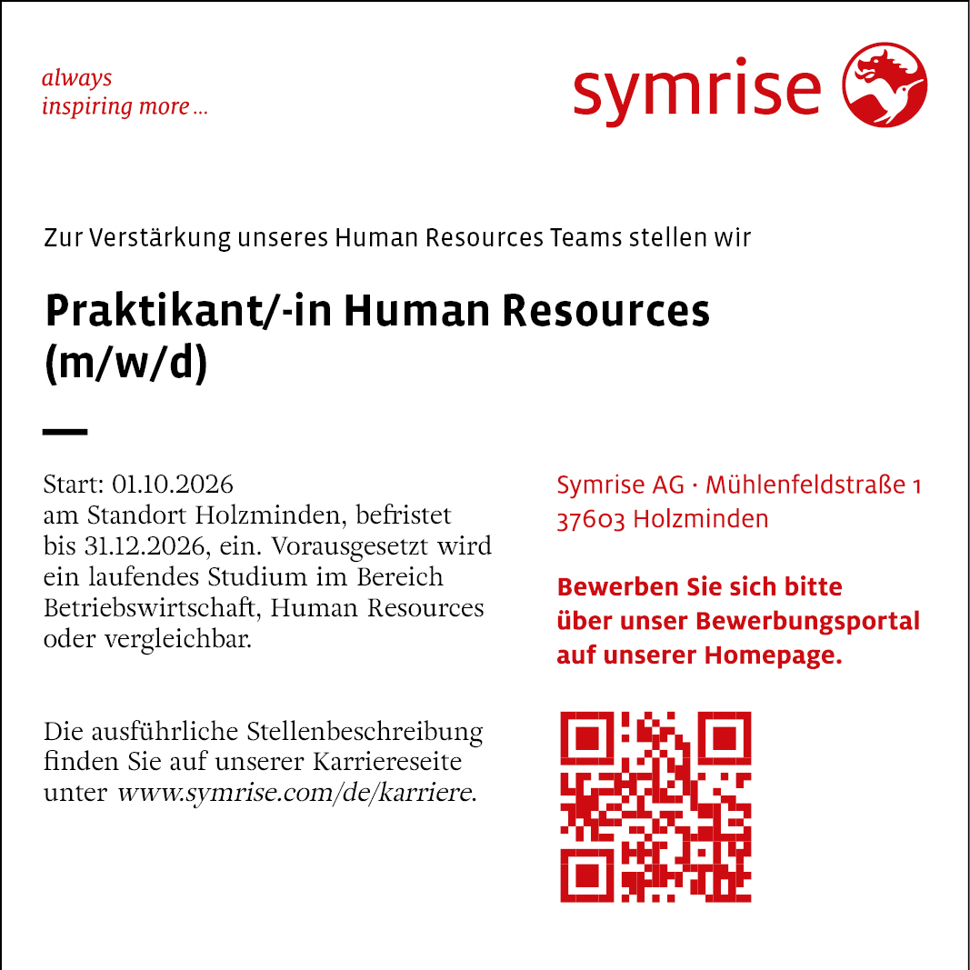 Praktikant/-in Human Resources (m/w/d) - Symrise AG