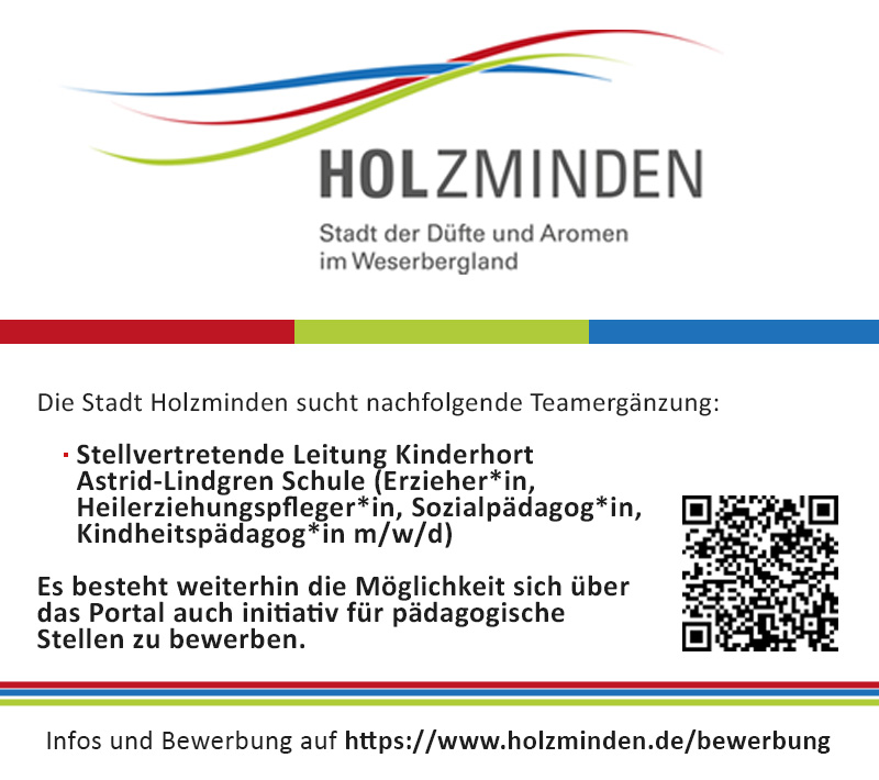 Stellvertretende Leitung Kinderhort Astrid-Lindgren Schule (m/w/d) - Stadt Holzminden