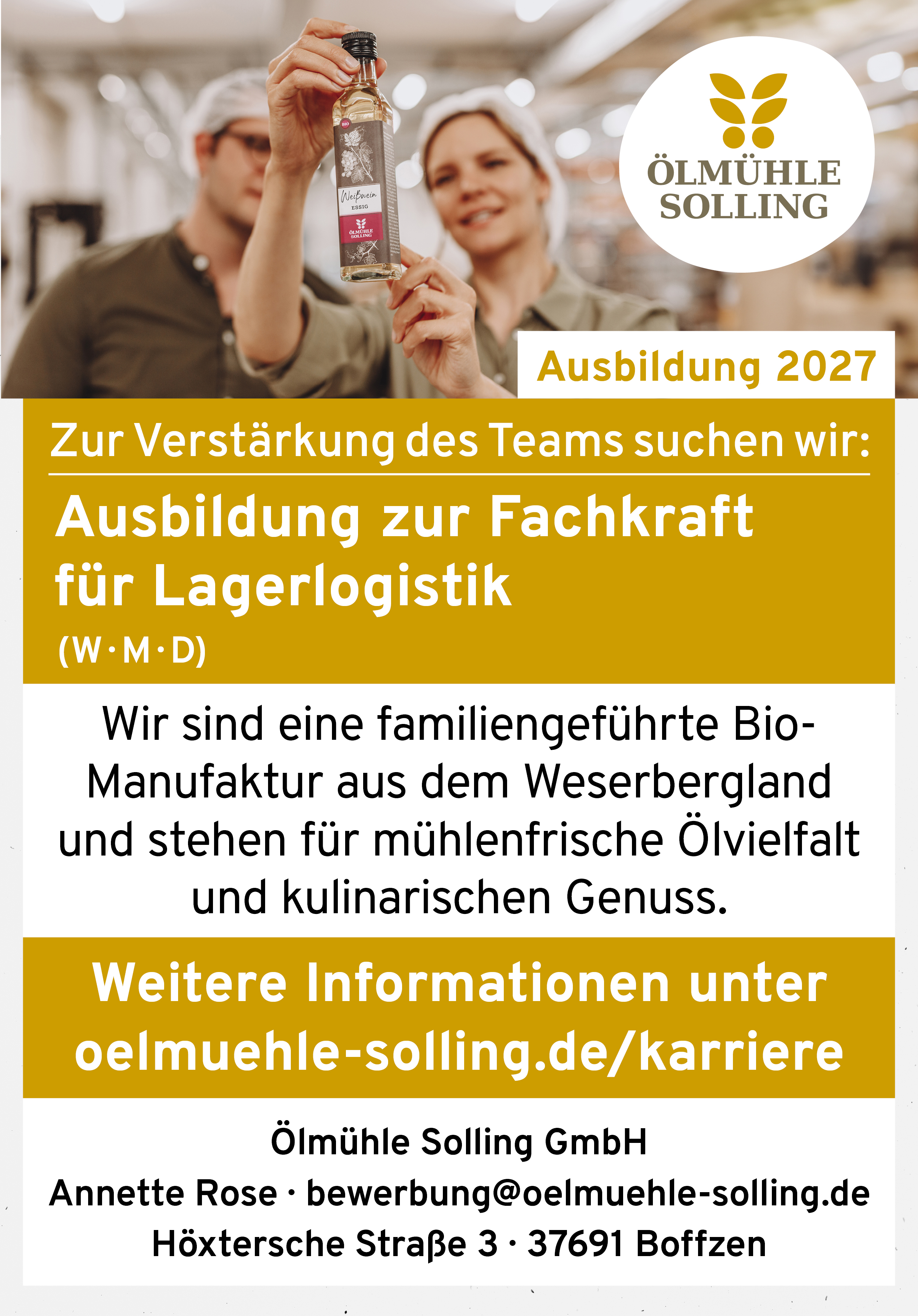 Ausbildung zur Fachkraft für Lagerlogistik 2027 (m/w/d) - Ölmühle Solling