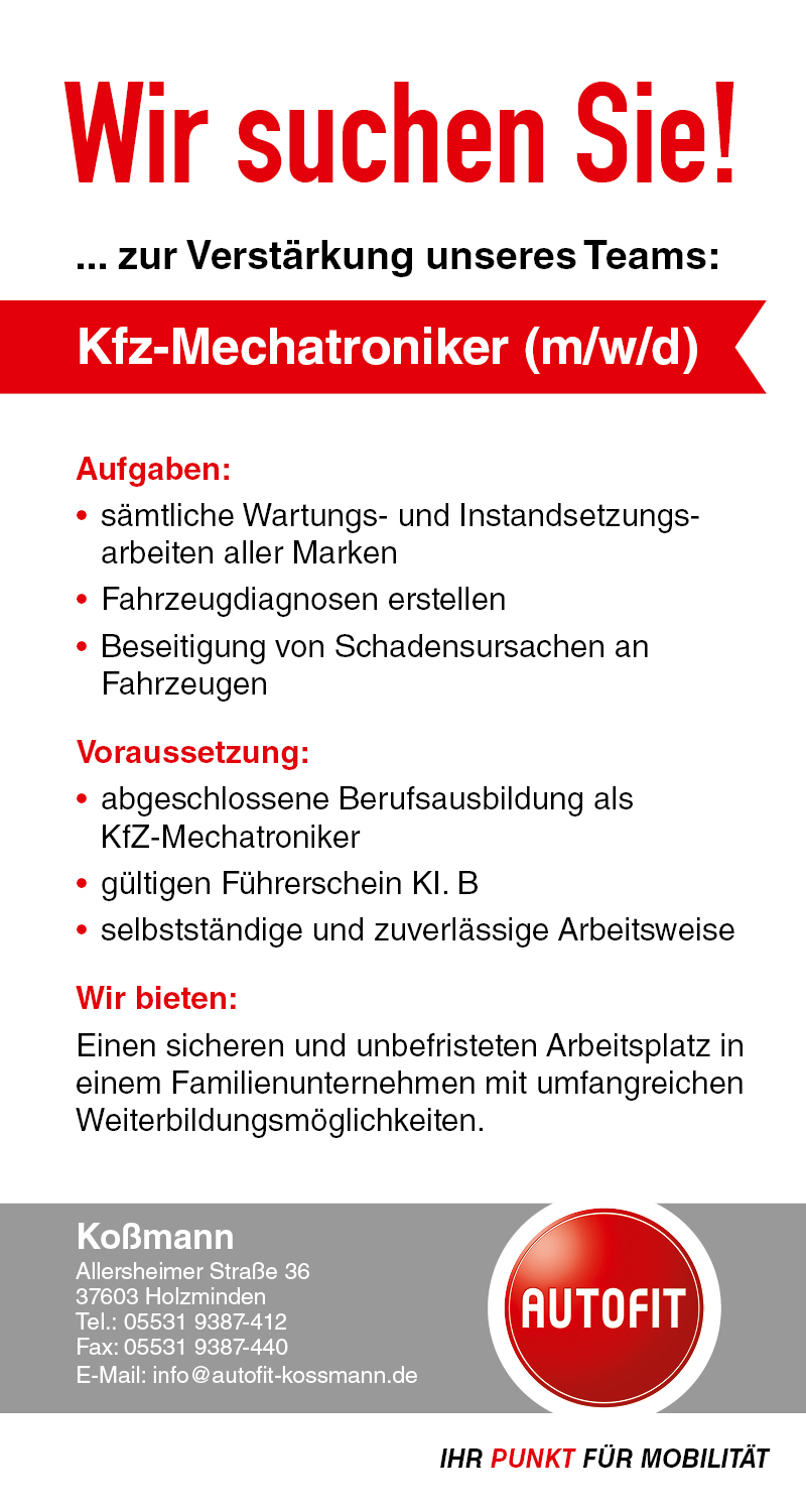 Kfz-Mechatroniker/in (m/w/d) - Autofit Koßmann