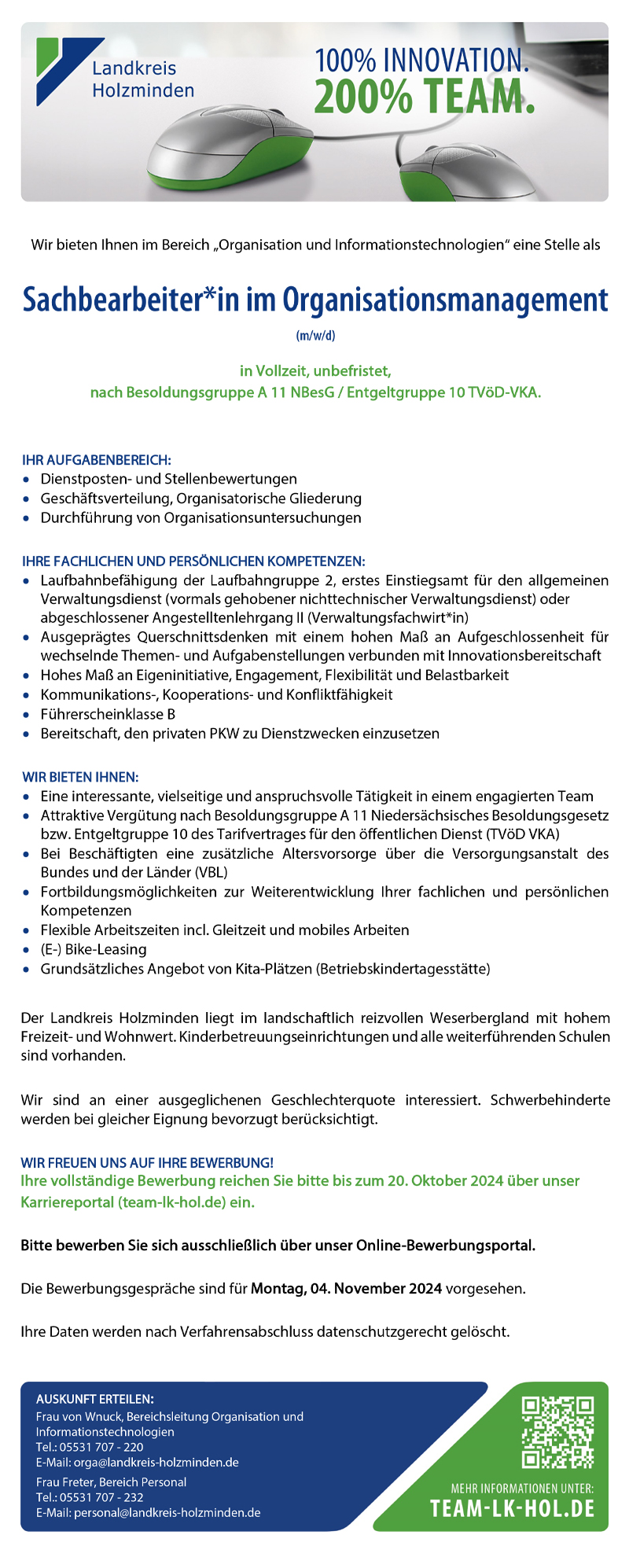 Sachbearbeiter/in im Organisationsmanagement (m/w/d) - Landkreis Holzminden