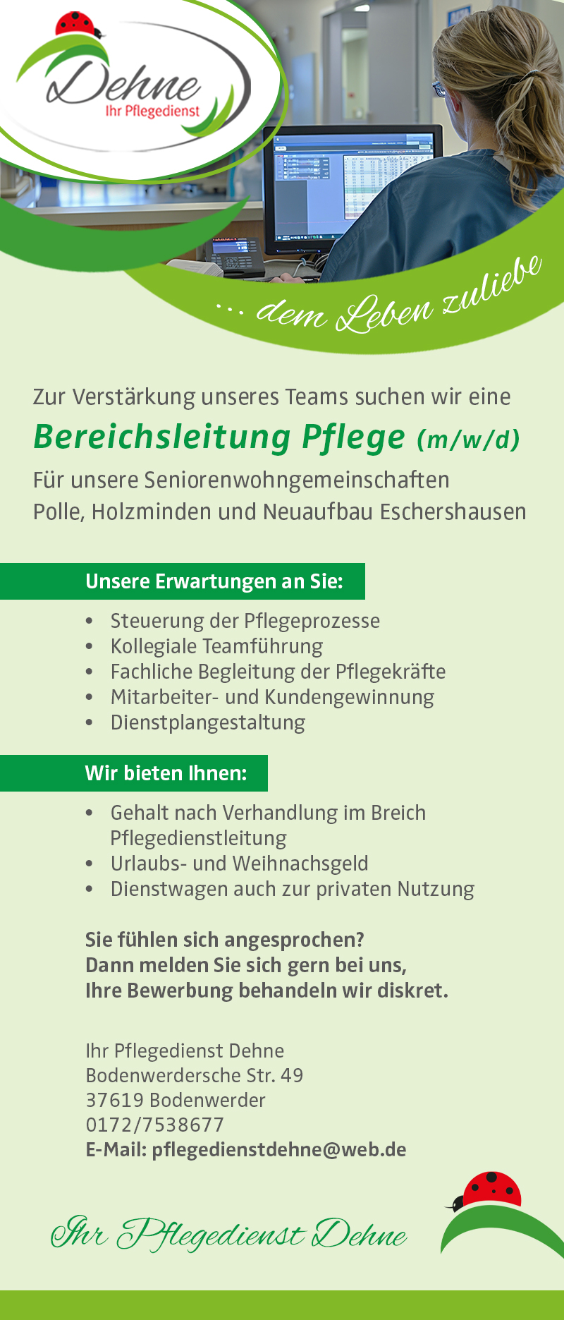 Bereichsleitung Pflege (m/w/d) - Pflegedienst Dehne