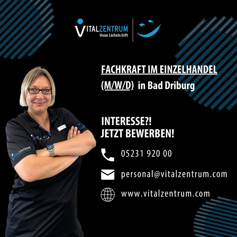 Fachkraft im Einzelhandel (m/w/d) in Bad Driburg - Vitalzentrum Kühlmuss & Grabbe GmbH