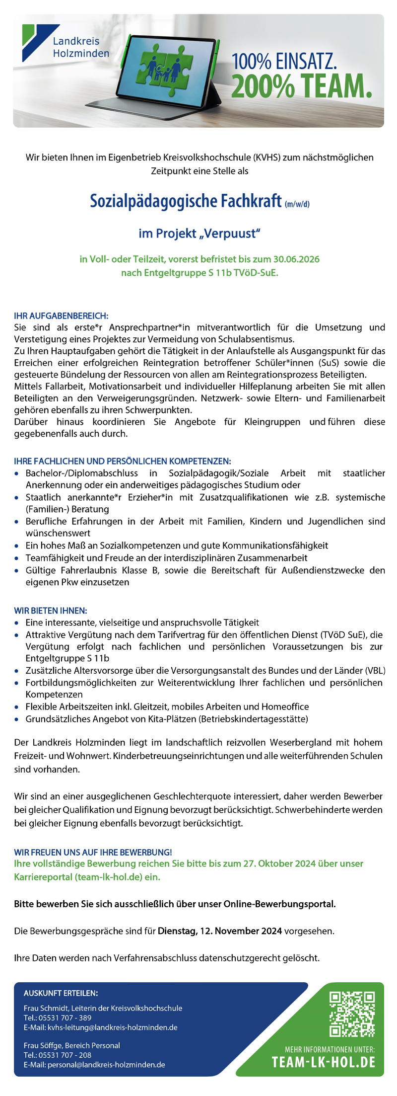 Sozialpädagogische Fachkraft (m/w/d) im Projekt 