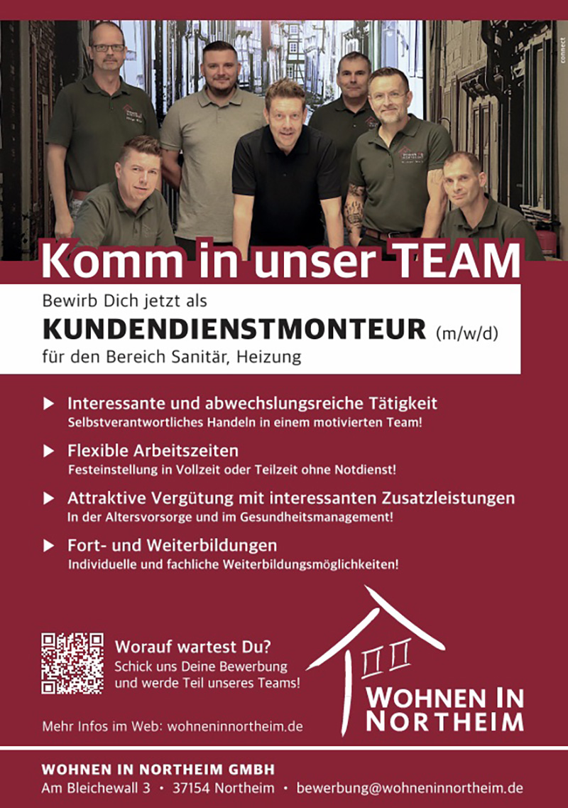 Kundendienstmonteur/in (m/w/d) - Wohnen in Northeim GmbH