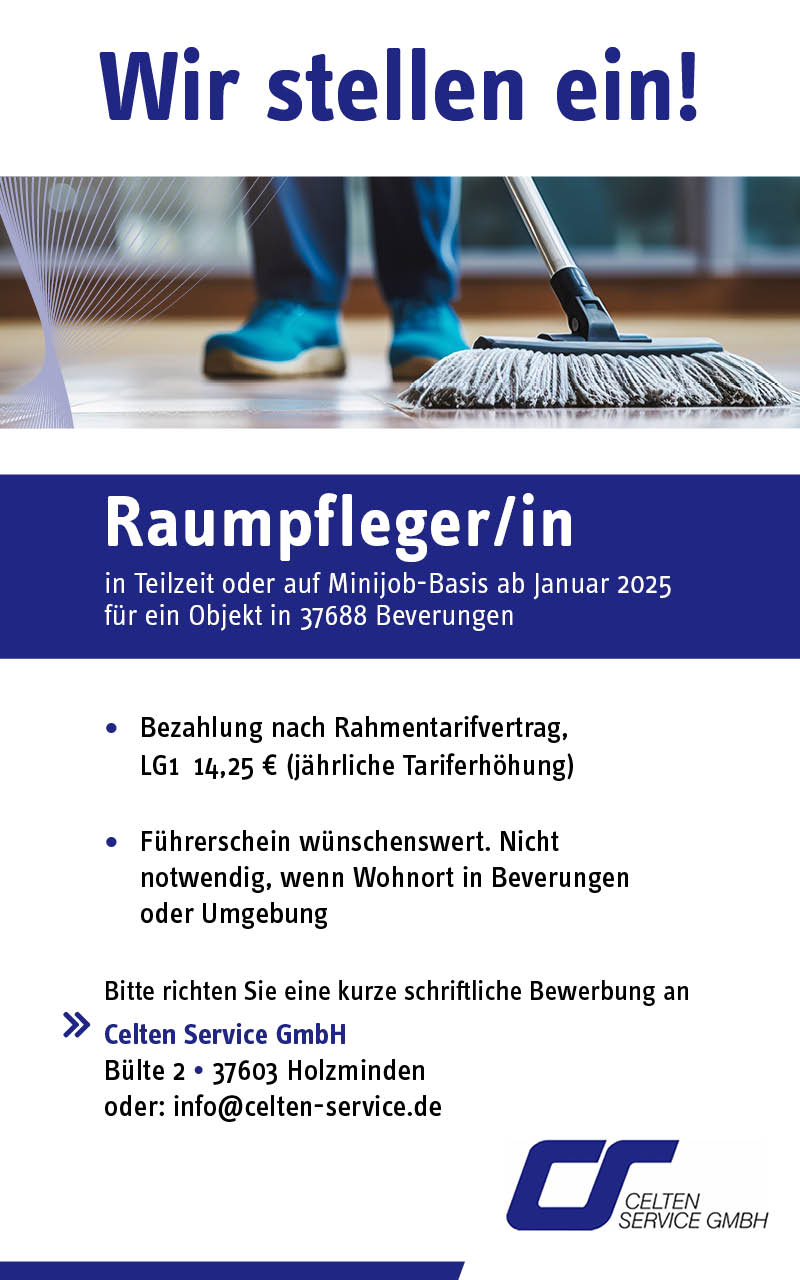 Raumpfleger/in (m/w/d) in Beverungen - Celten Service GmbH