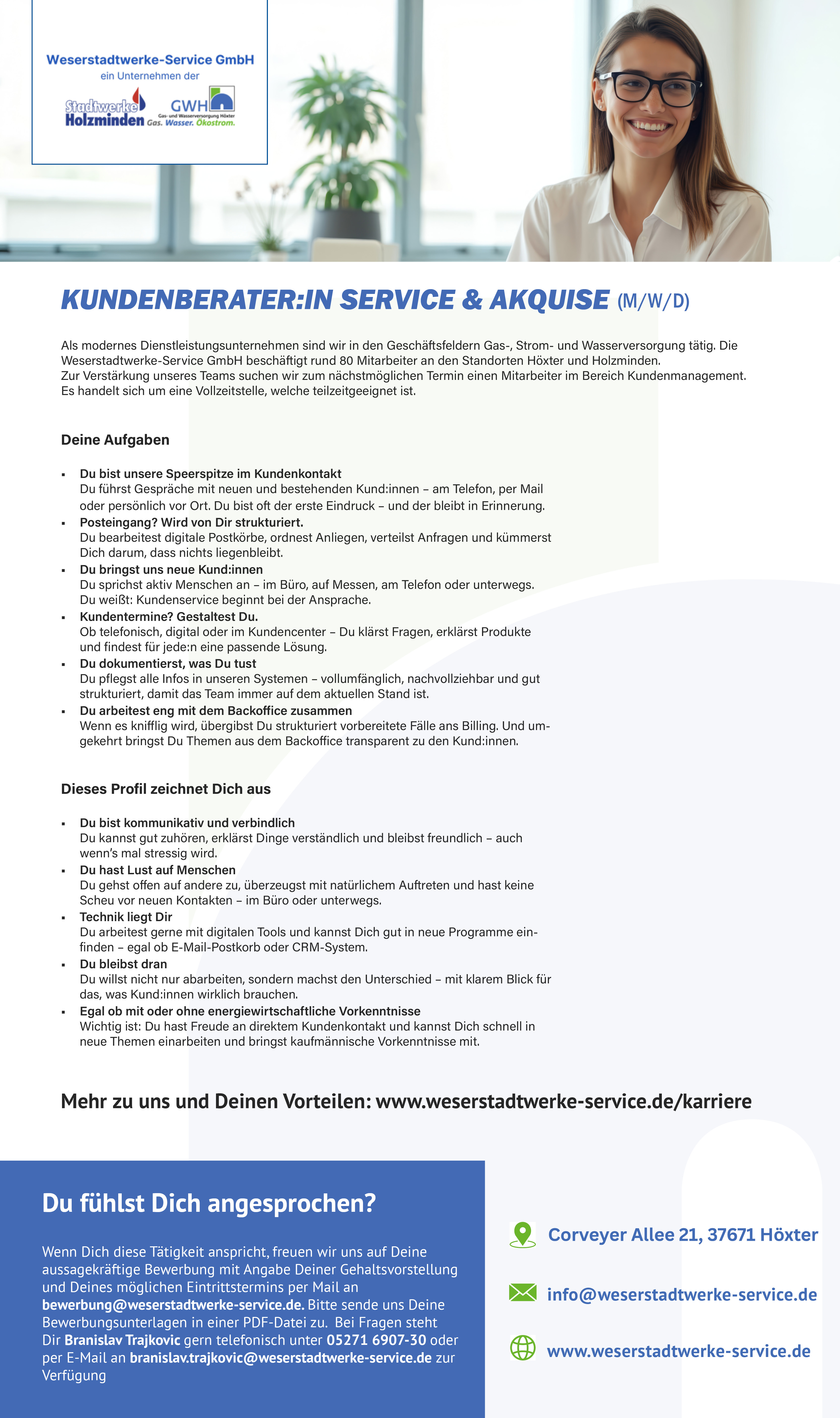 Kundenberater/in Service & Akquise (m/w/d) - Weserstadtwerke Service GmbH