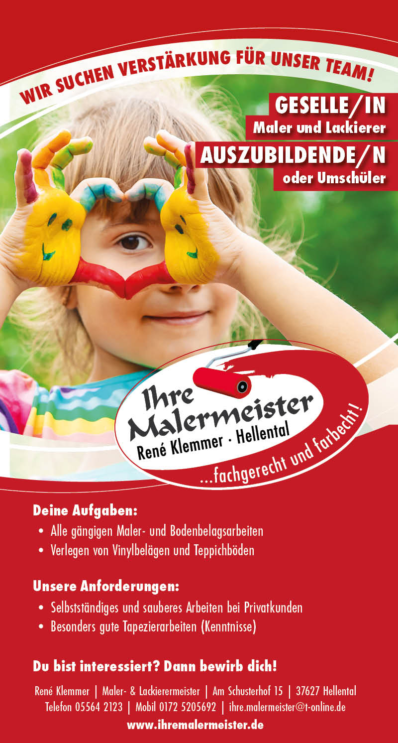 Geselle/in Maler und Lackierer, Auszubildende/n oder Umschüler/in (m/w/d) - Ihre Malermeister