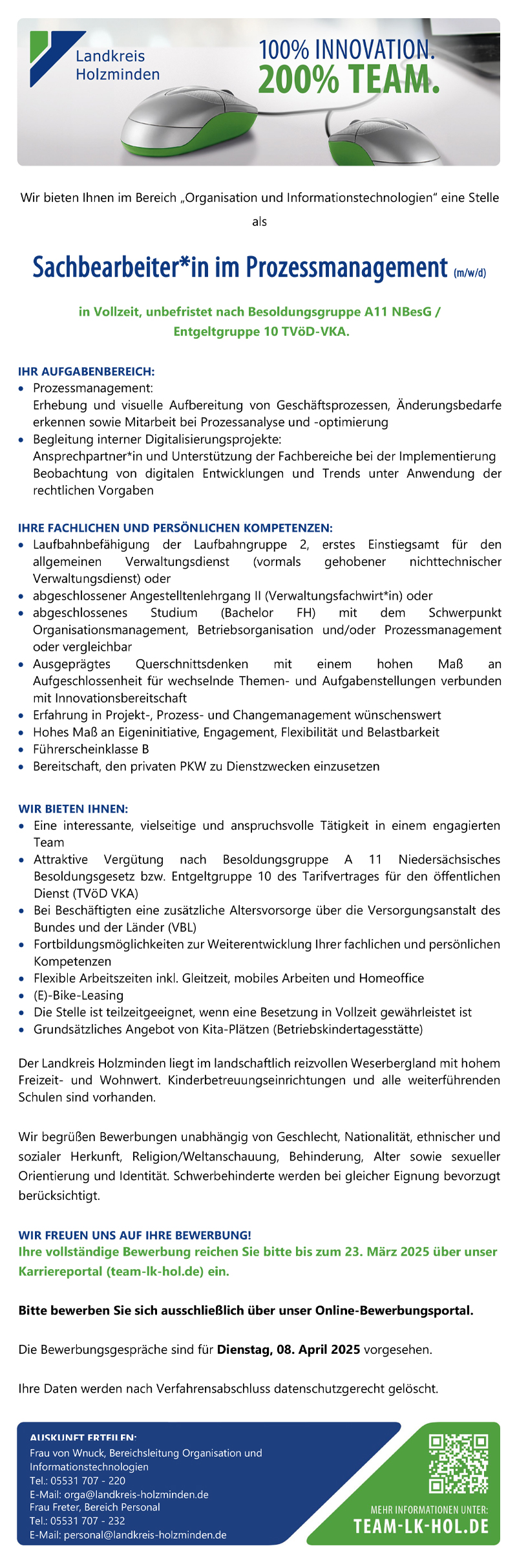 Sachbearbeiter/in im Prozessmanagement (m/w/d) - Landkreis Holzminden