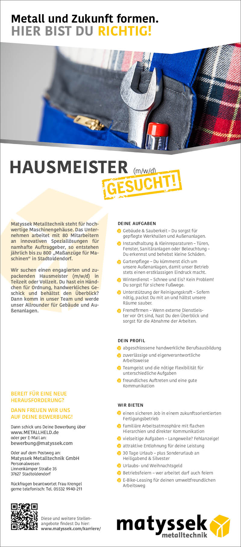 Hausmeister (m/w/d) - Matyssek Metalltechnik GmbH