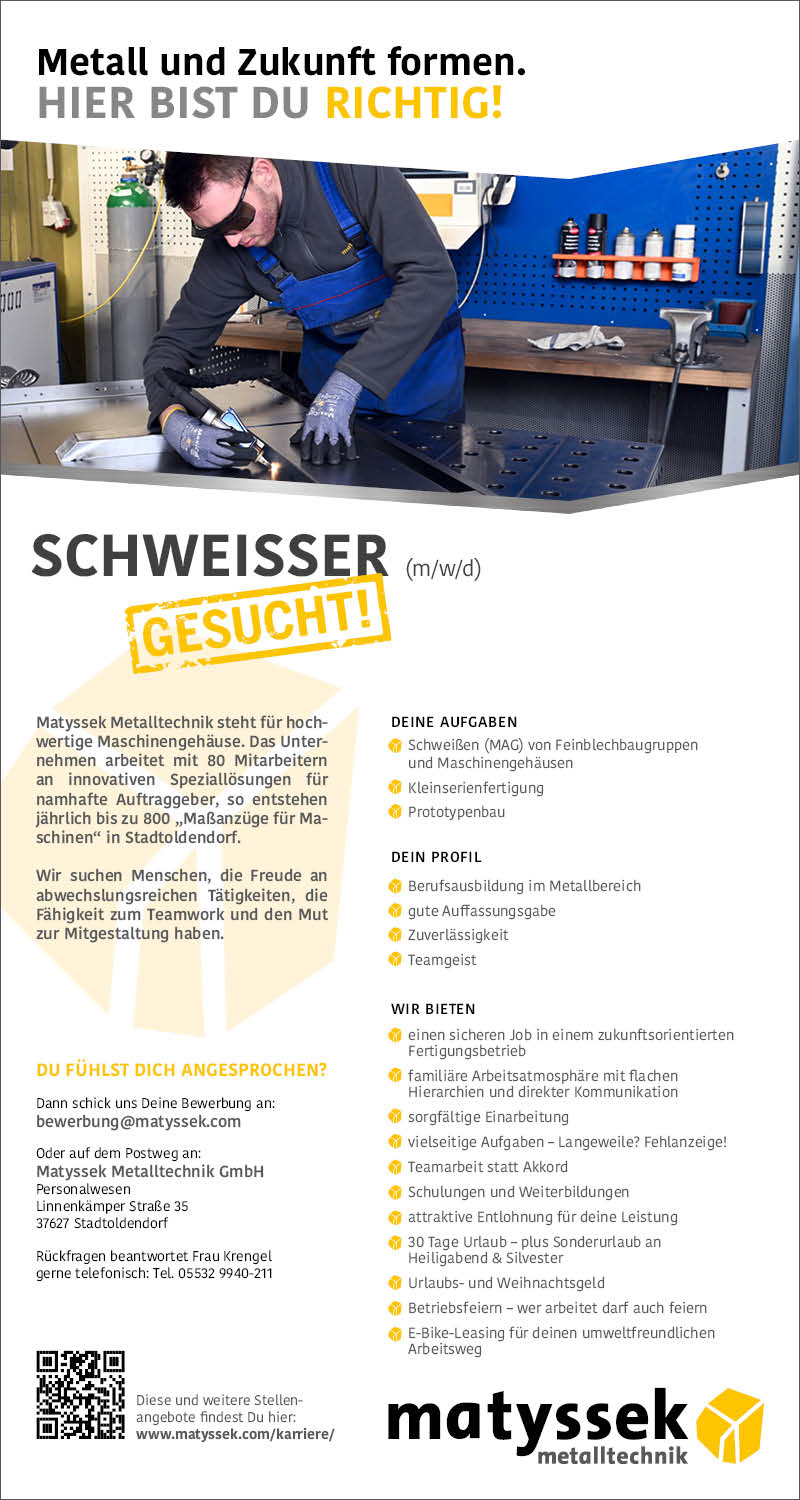 Schweisser (m/w/d) - Matyssek Metalltechnik GmbH