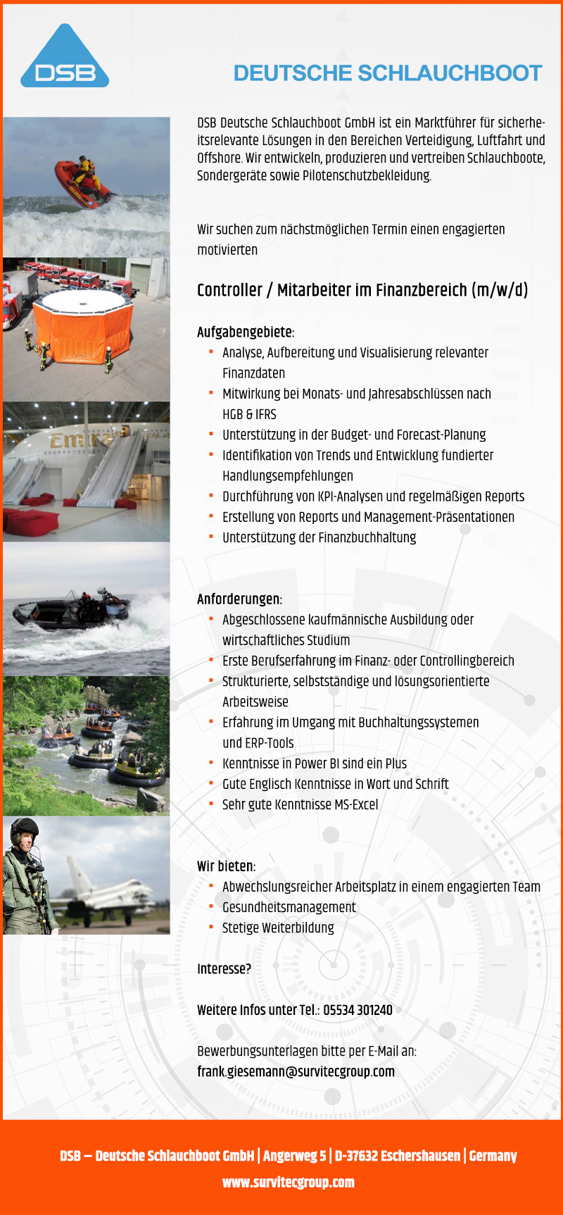 Controller/in / Mitarbeiter/in im Finanzbereich (m/w/d) -  DSB - Deutsche Schlauchboot GmbH 