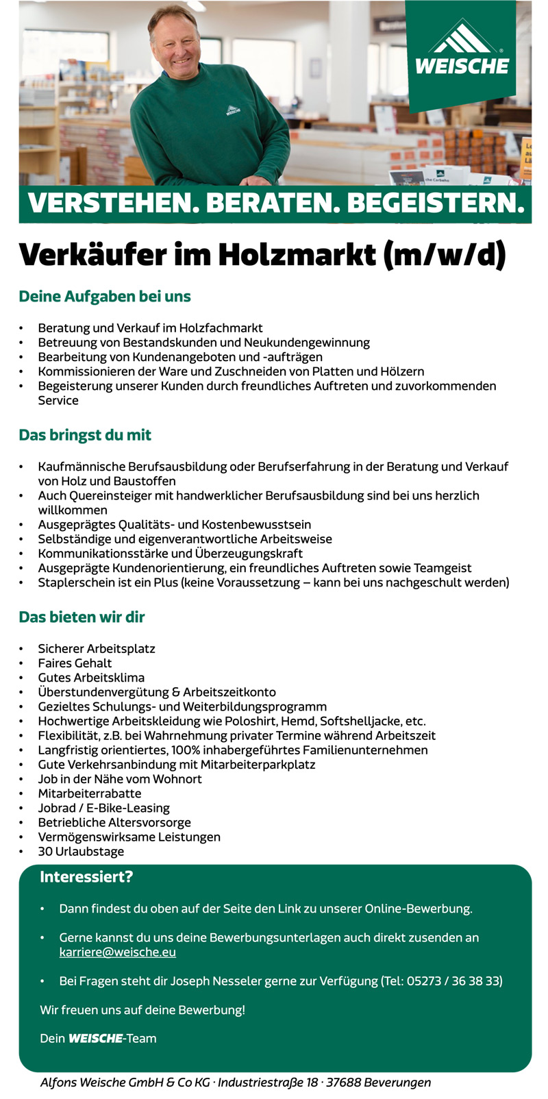 Verkäufer/in im Holzmarkt (m/w/d) - Alfons Weische GmbH & Co KG