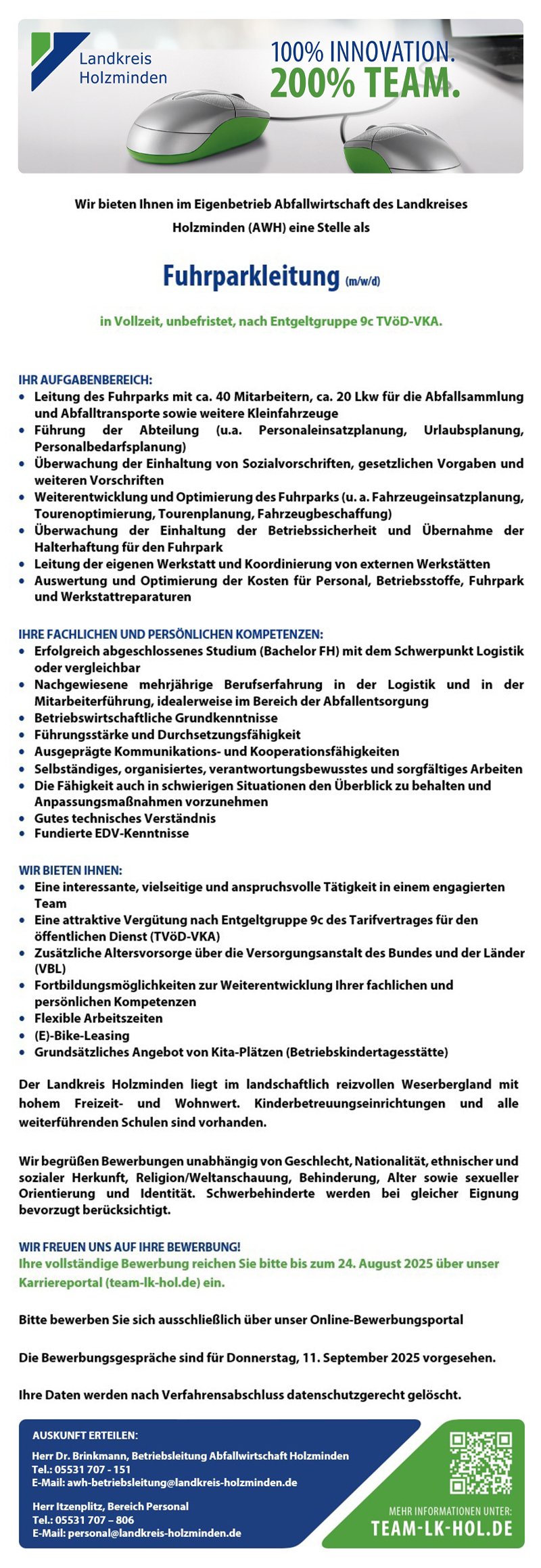 Fuhrparkleitung (m/w/d) - Landkreis Holzminden
