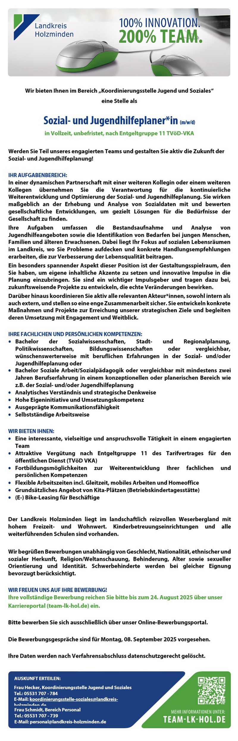 Sozial- und Jugendhilfeplaner/in  (m/w/d) - Landkreis Holzminden