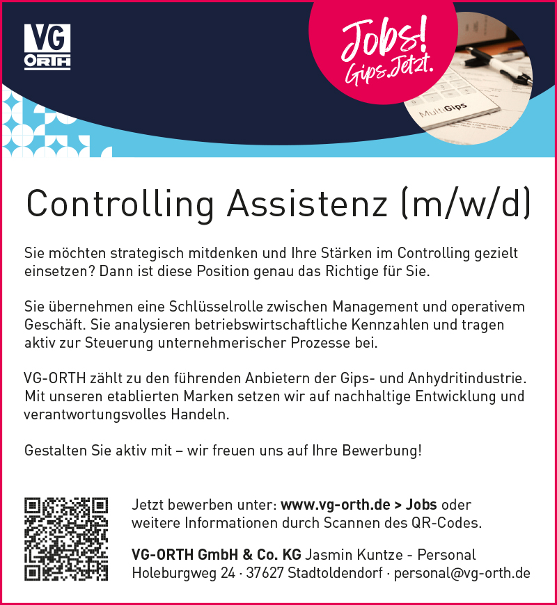 Controlling Assistenz (m/w/d)  - VG-ORTH GmbH & Co. KG