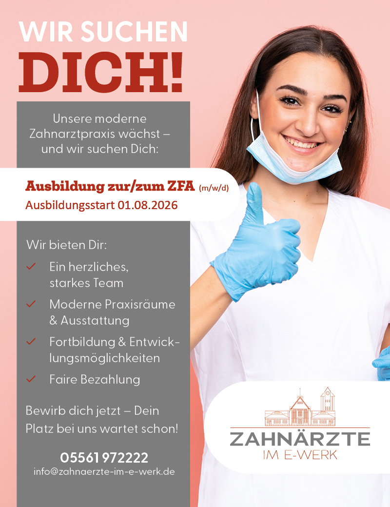 Ausbildung zum/zur ZFA (m/w/d) - Zahnärzte im E-Werk