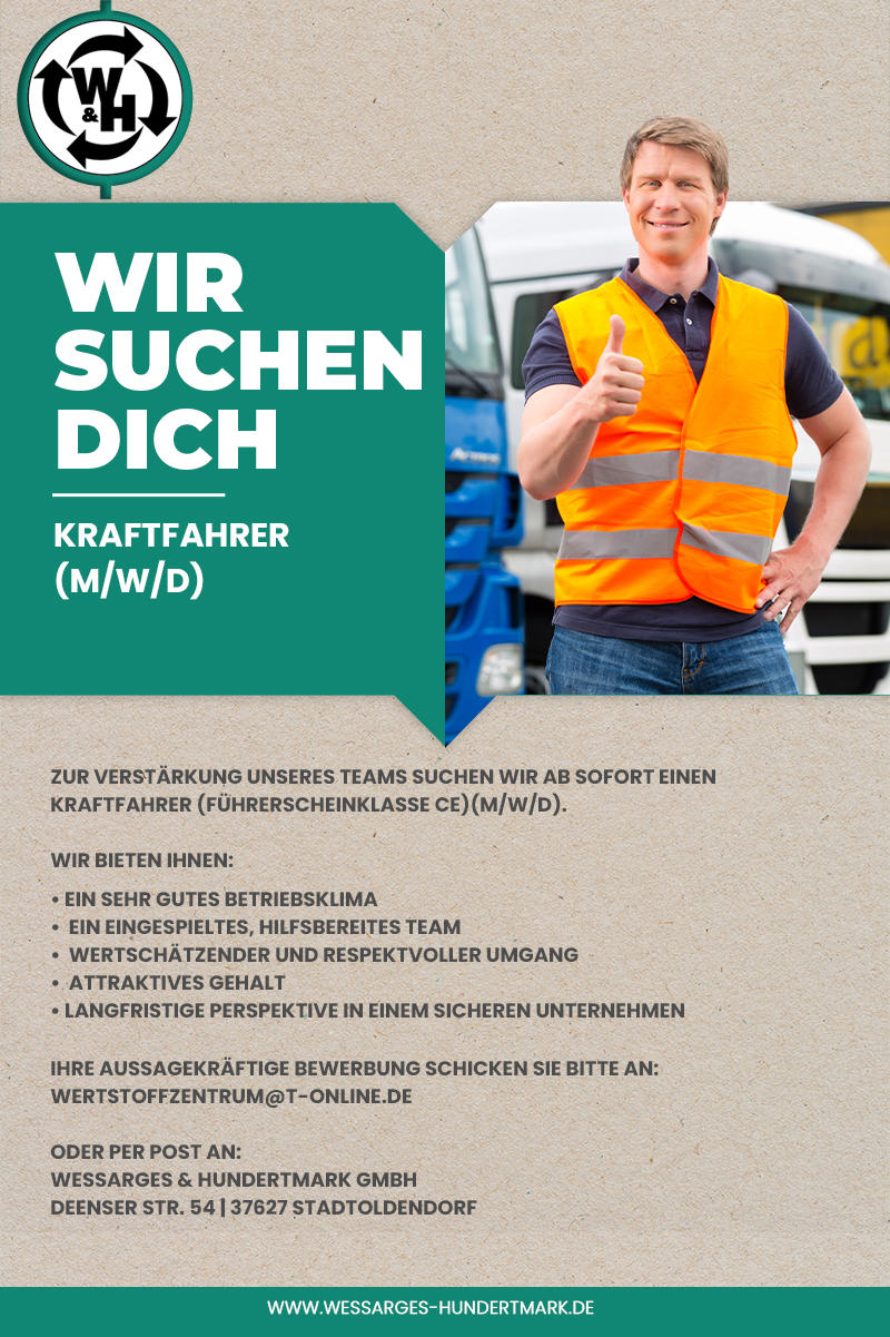 Kraftfahrer (m/w/d) - Wessarges & Hundertmark GmbH 